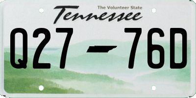 TN license plate Q2776D