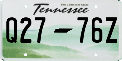 TN license plate Q2776Z