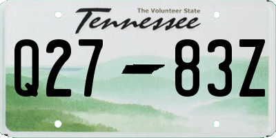 TN license plate Q2783Z