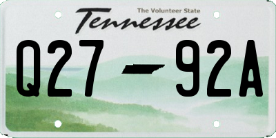 TN license plate Q2792A