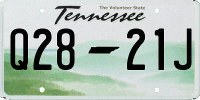 TN license plate Q2821J