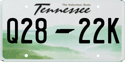 TN license plate Q2822K