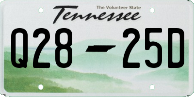 TN license plate Q2825D