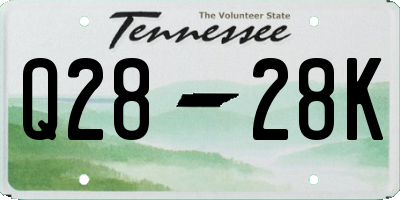 TN license plate Q2828K