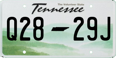 TN license plate Q2829J