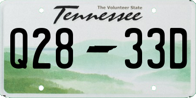 TN license plate Q2833D