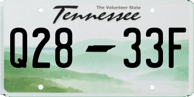 TN license plate Q2833F