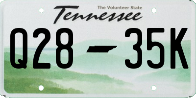 TN license plate Q2835K