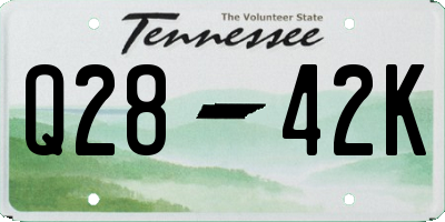 TN license plate Q2842K