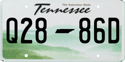 TN license plate Q2886D