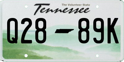 TN license plate Q2889K