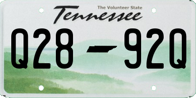 TN license plate Q2892Q