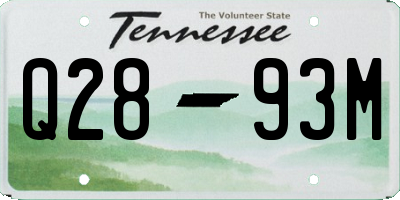 TN license plate Q2893M