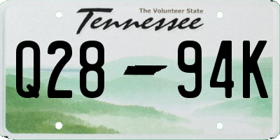 TN license plate Q2894K