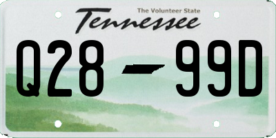 TN license plate Q2899D