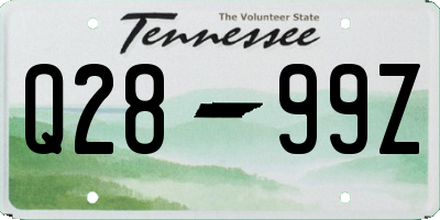 TN license plate Q2899Z
