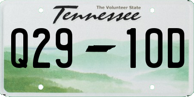 TN license plate Q2910D