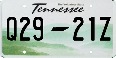 TN license plate Q2921Z