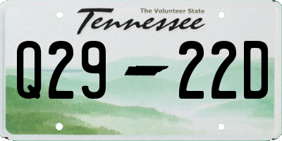 TN license plate Q2922D
