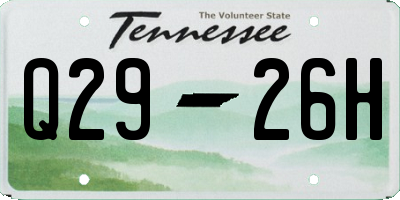TN license plate Q2926H