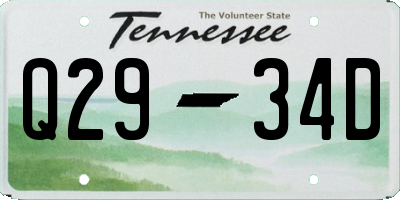 TN license plate Q2934D