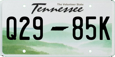 TN license plate Q2985K