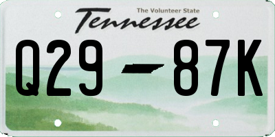 TN license plate Q2987K