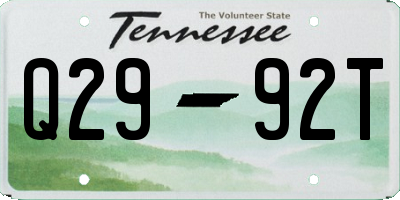 TN license plate Q2992T