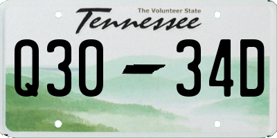 TN license plate Q3034D