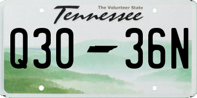TN license plate Q3036N