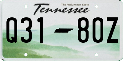TN license plate Q3180Z