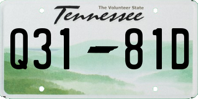 TN license plate Q3181D
