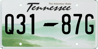 TN license plate Q3187G