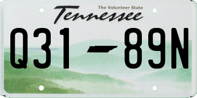 TN license plate Q3189N