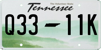 TN license plate Q3311K