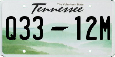 TN license plate Q3312M