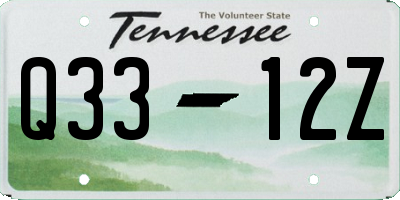 TN license plate Q3312Z