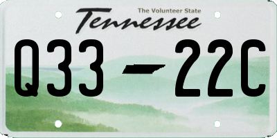 TN license plate Q3322C