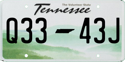 TN license plate Q3343J