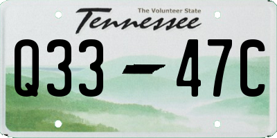 TN license plate Q3347C