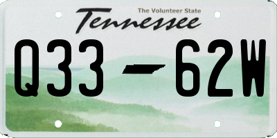 TN license plate Q3362W