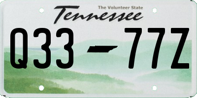 TN license plate Q3377Z