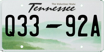 TN license plate Q3392A