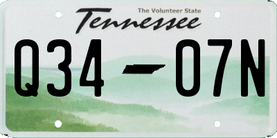 TN license plate Q3407N