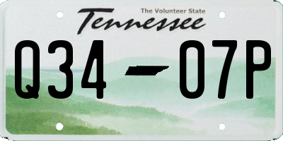 TN license plate Q3407P