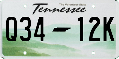 TN license plate Q3412K