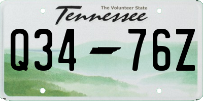 TN license plate Q3476Z