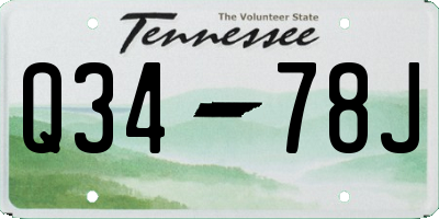 TN license plate Q3478J