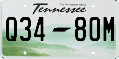 TN license plate Q3480M
