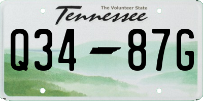 TN license plate Q3487G